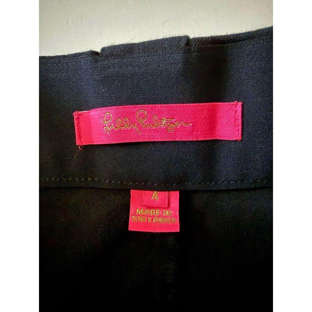 Lilly Pulitzer Parrish Crop Flare Pants Black Sailor Gold Buttons Preppy Size 4 - Picture 13 of 14